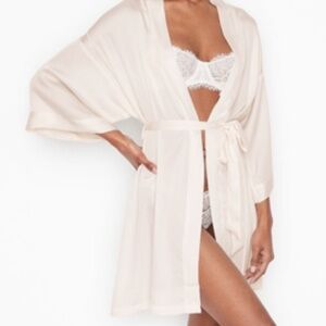 Victoria's Secret White Satin Bridal robe -OS